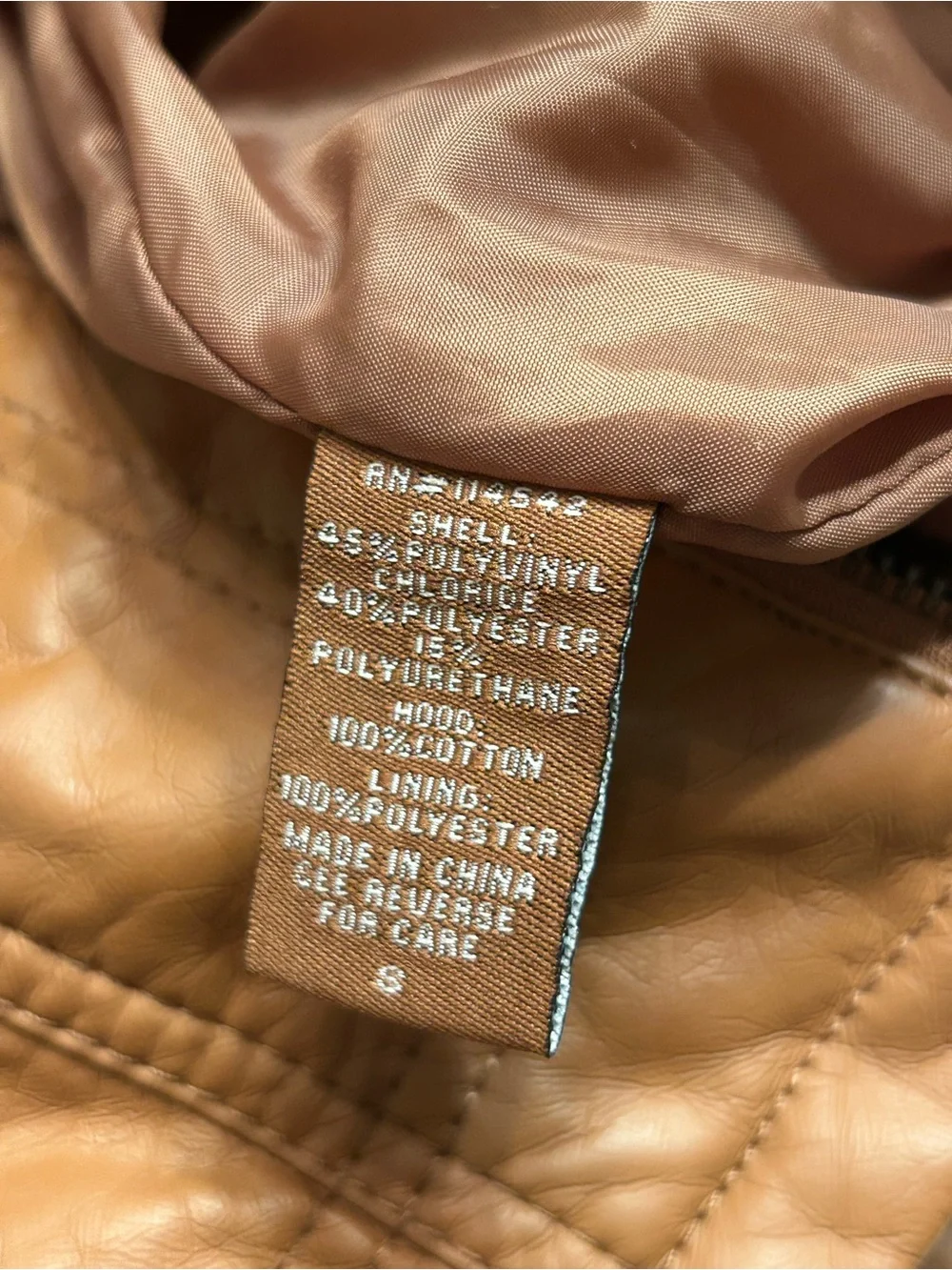 NWT-Girls Hooded Mocha Faux Leather Moto Jacket - Tan